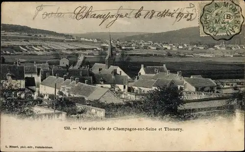 Ak Champagne sur Seine Seine et Marne, Panorama, Thomery