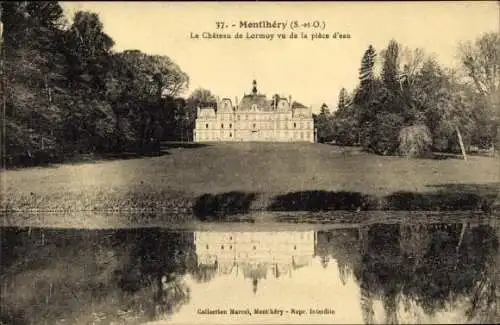 Ak Montlhery Essonne, Le Chateau de Lormoy vu de la piece d'Eau