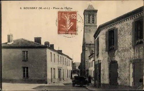 Ak Roussay Maine et Loire, Place de l'Église