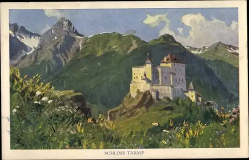 Künstler Ak Tarasp Scuol Kanton Graubünden, Schloss