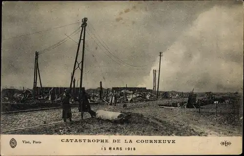 Ak Catastrophe de la courneuve, Flutkatastrophe 15. März 1910