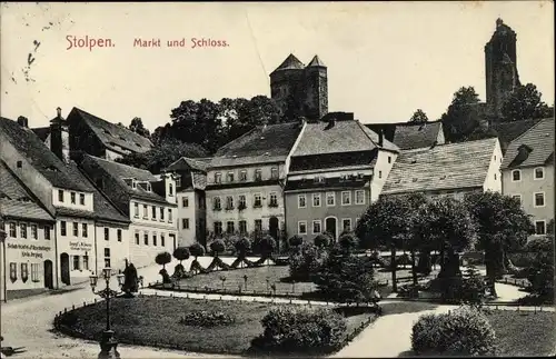 Ak Stolpen in Sachsen, Markt und Schloss