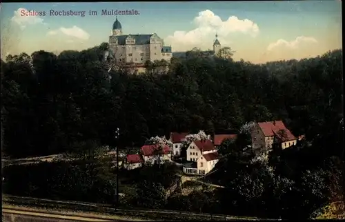 Ak Rochsburg Lunzenau in Sachsen, Blick zum Schloss, Gleise