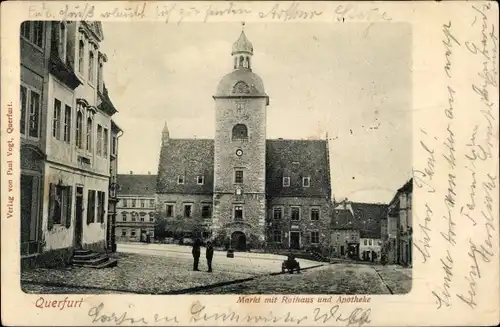 Ak Querfurt im Saalekreis, Markt, Rathaus, Apotheke
