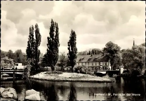 Ak Herford in Nordrhein Westfalen, Partie an der Werre