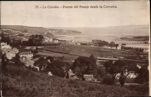 Ak A Coruña Galicien, Puente del Pasaje desde la Corveira