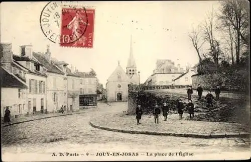 Ak Jouy en Josas Yvelines, La Place de l'Eglise