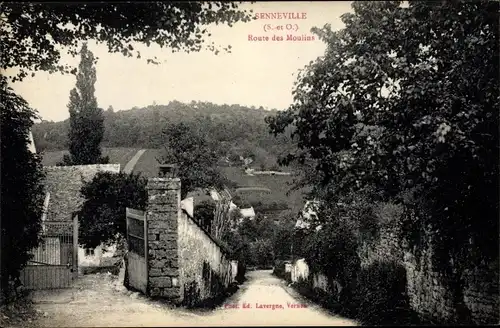 Ak Senneville Yvelines, Route des Moulins