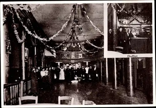 Foto Ak Lachmund Hamburg, Gasthaus, Innenansicht, Buffet