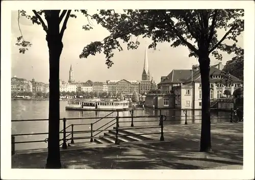 Foto Ak Hamburg Altstadt, Jungfernstieg, Salondampfer, Anleger