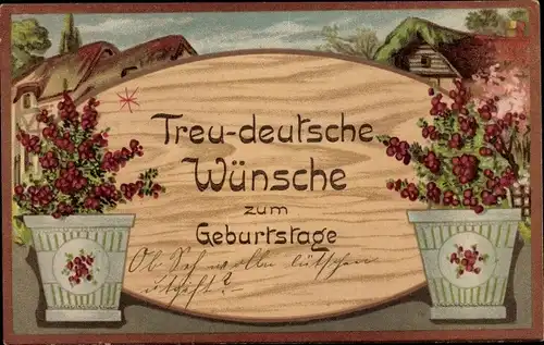 Ak Glückwunsch Geburtstag, Blumenvasen, Blumen