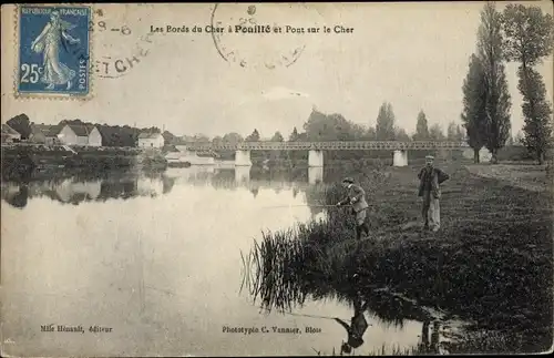 Ak Pouille Loir et Cher, Les bords et pont