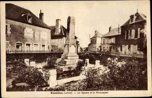 Ak Beaulieu Loiret, Le Square, Le Monument