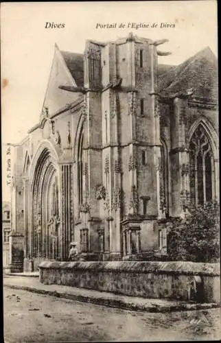 Ak Dives sur Mer Calvados, Portail de l'Eglise