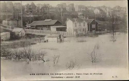 Ak Saint Cloud Hauts de Seine, Aéro Club de France, Inondations Janvier 1910