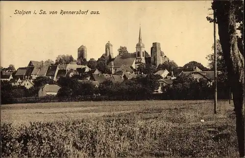 Ak Stolpen in Sachsen, Teilansicht, von Rennersdorf aus