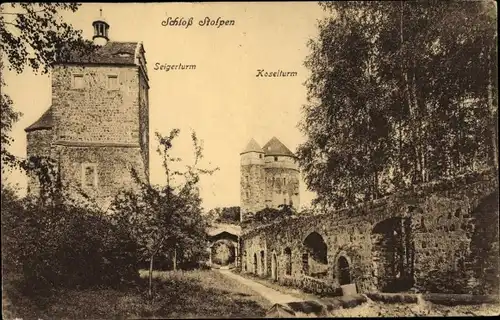 Ak Stolpen in Sachsen, Schloss, Seigerturm, Coselturm