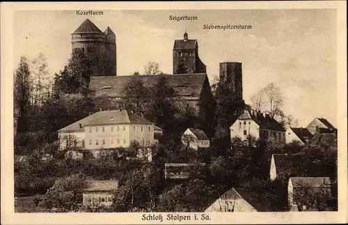 Ak Stolpen in Sachsen, Schloss, Coselturm, Seigerturm, Siebenspitzenturm