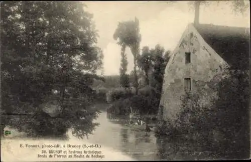 Ak Brunoy Essonne, Bords de l'Yerres au Moulin de Rochops