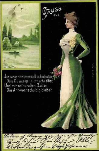 Gedicht Ak Frau mit Kleid, Ich weiß nicht was soll es bedeuten...