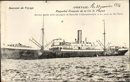 Ak Paquebot Phrygie, Dampfschiff, Compagnie de Navigation Paquet