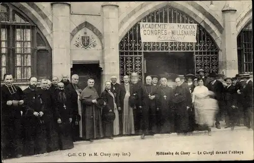 Ak Millenaire de Cluny, Le Clerge devant l'Abbaye, Geistliche