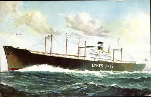 Ak Steamship of the Lykes Lines, Frachtschiff auf See