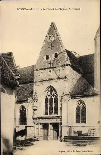 Ak Bonny sur Loire Loiret, Le Portail de l'Eglise