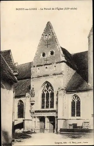 Ak Bonny sur Loire Loiret, Le Portail de l'Eglise