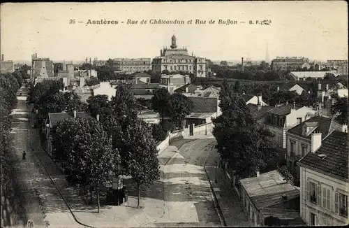 Ak Asnières sur Seine Hauts-de-Seine, Rue de Châteaudun et Rue de Buffon