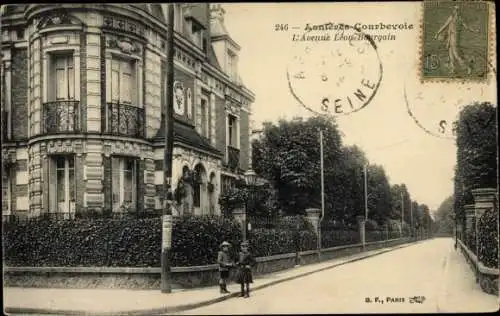 Ak Asnières-Courbevoie Hauts-de-Seine, L'Avenue Léon Bourgain