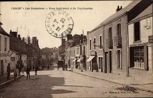 Ak Cholet Maine et Loire, Rues Sadi Carnot et du Puy Gourdon