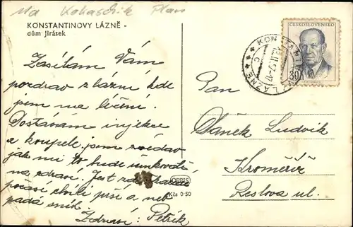 Ak Konstantinovy Lázně Konstantinsbad Region Pilsen, Dum Jirasek