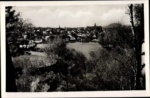 Ak Hirschberg Thammühl am See, Panorama vom Ort