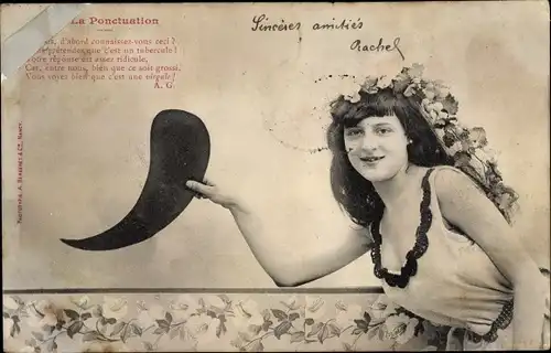 Lied Ak Editions Bergeret, La Ponctuation, Dame mit Komma Zeichen