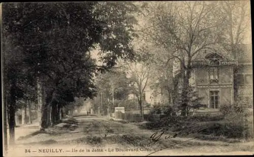 Ak Neuilly sur Seine Hauts de Seine, Ile de la Jatte, Le Boulevard Circulaire