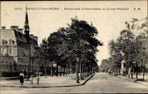 Ak Neuilly sur Seine Hauts de Seine, Boulevard d'Inkermann et Lycée Pasteur