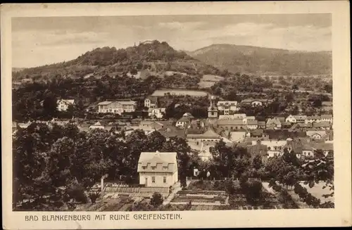 Ak Bad Blankenburg in Thüringen, Panorama mit Ruine Greifenstein