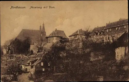 Ak Nordhausen am Harz, Neuerweg mit Dom