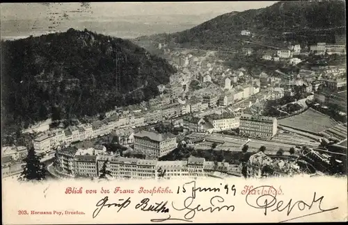 Ak Karlovy Vary Karlsbad Stadt, Blick von der Franz Josefshöhe