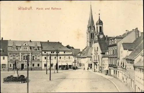 Ak Wilsdruff in Sachsen, Rathaus und Markt