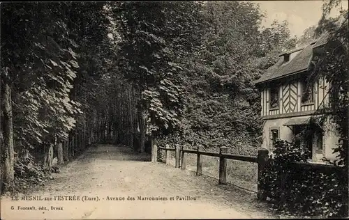 Ak Mesnil sur l’Estrée Eure, Avenue des Marroniers, Pavillon