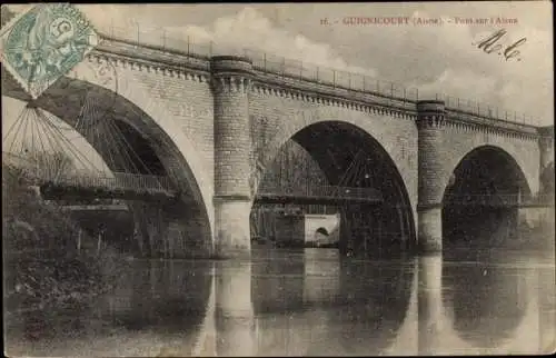 Ak Guignicourt Aisne, Pont sur l'Aisne