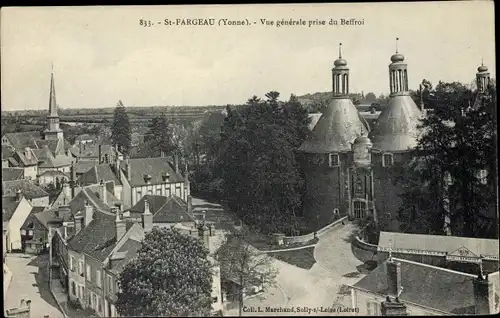 Ak Saint Fargeau Yonne, Vue generale prise du Beffroi