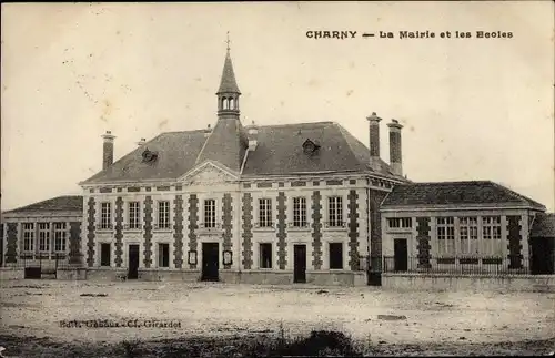 Ak Charny Lothringen Meuse, La Mairie et les Ecoles