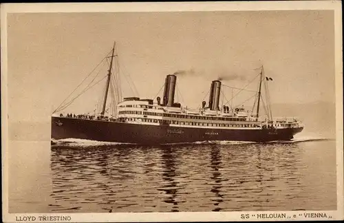 Ak Dampfer SMS Helouan, Lloyd Triestino, Kuk Handelsmarine