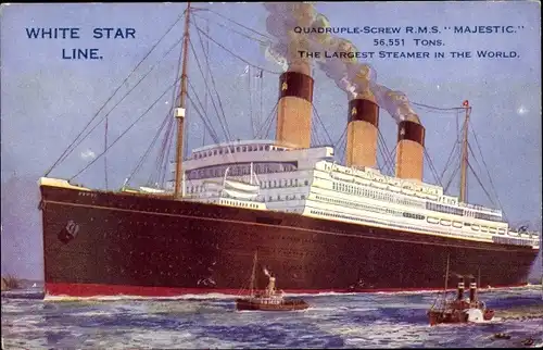 Ak Dampfer RMS Majestic, White Star Line