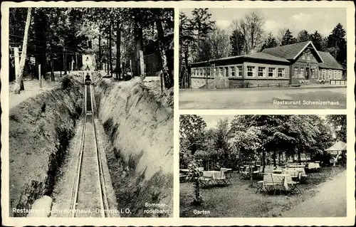 Ak Damme Niedersachsen, Sommerrodelbahn, Garten, Restaurant Schweizerhaus