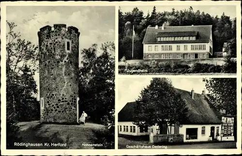 Ak Rödinghausen Westfalen, Nonnenstein, Jugendheim, Geschäftshaus Dedering