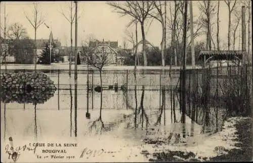 Ak Bougival Yvelines, Crue de la Seine